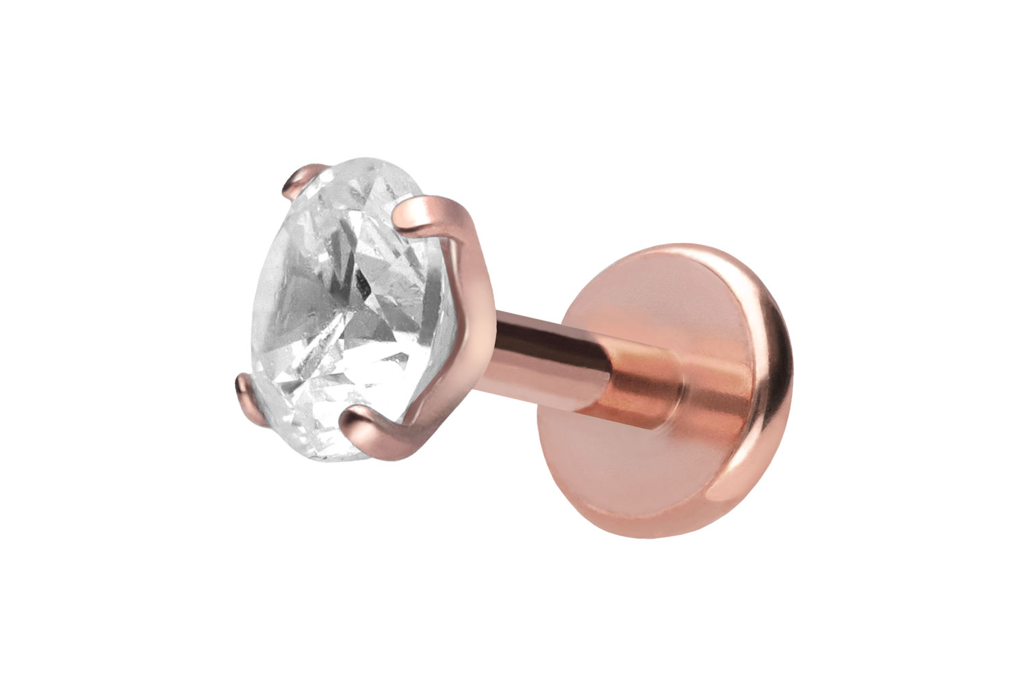 Titan Labret Piercing mit Push Fit EINGEFASSTER KRISTALL